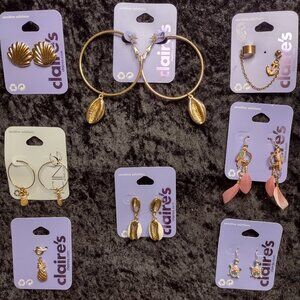 Lot New Claires Seashell Pineapple Turtle Parrot Hypoallergenic Earring Gift Set